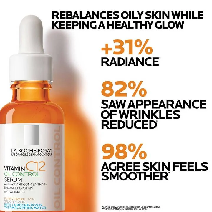 Vitamin C12 Oil Control Serum For Oily Skin Dermatological Anti-Aging 12% Vitamin C Serum For Oily Skin 30ml