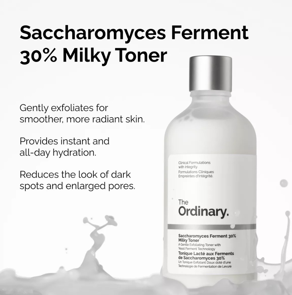 Saccharomyces Ferment 30% Milky Toner for Gentle Exfoliation and Hydration 100ml